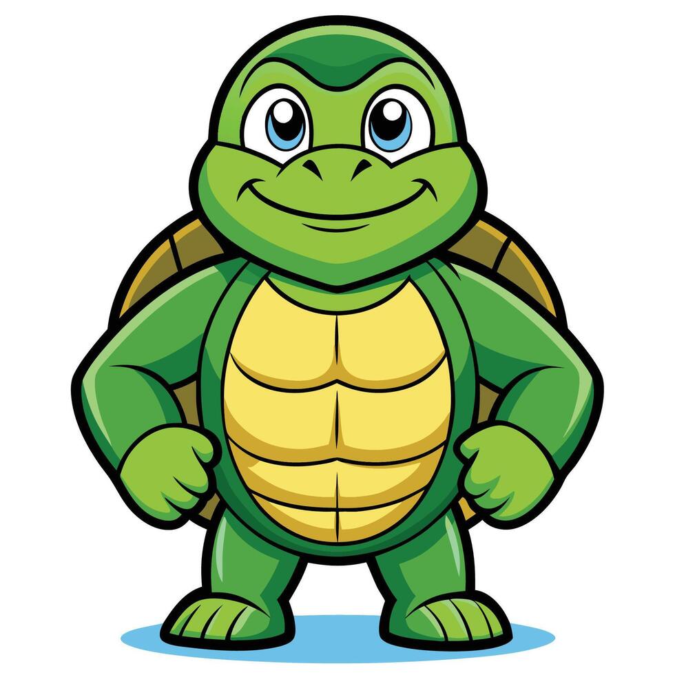 Logo Illustration of a Cute Turtle Mascot with Cartoon Style vector