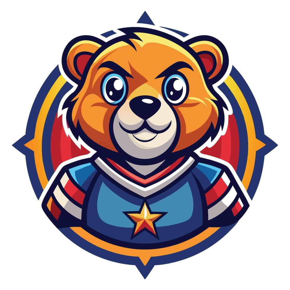 Cute Teddy Bear Mascot with Logo Illustration and Cartoon Style vector