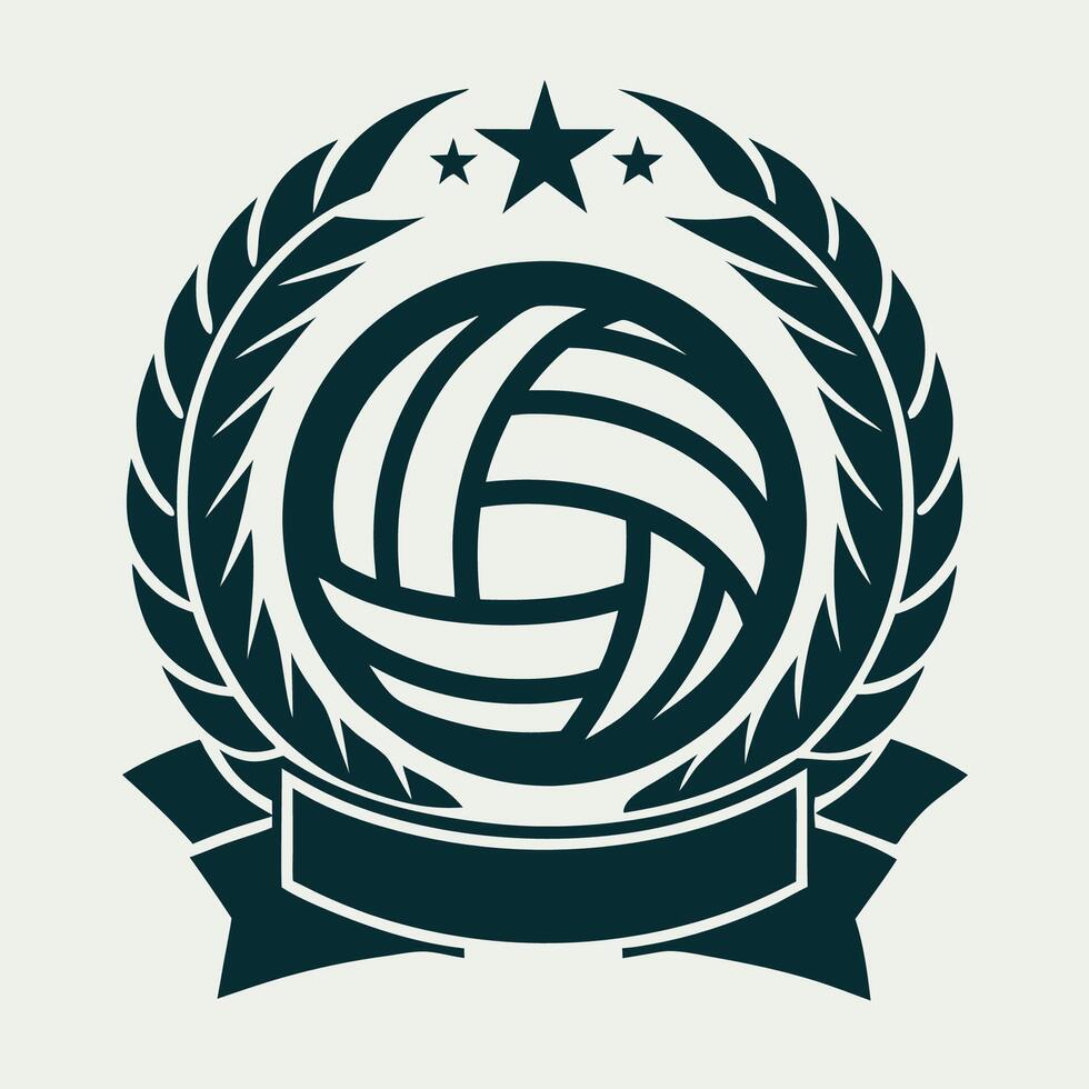 Logo Emblem Template for Volleyball Championship with Ball and Net vector