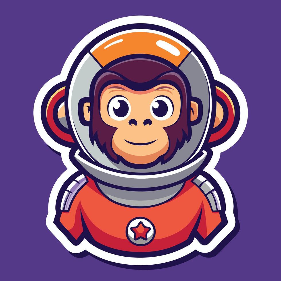 Astronaut Monkey Logo Mascot Sticker Space Explorer Animal Character Decal vector