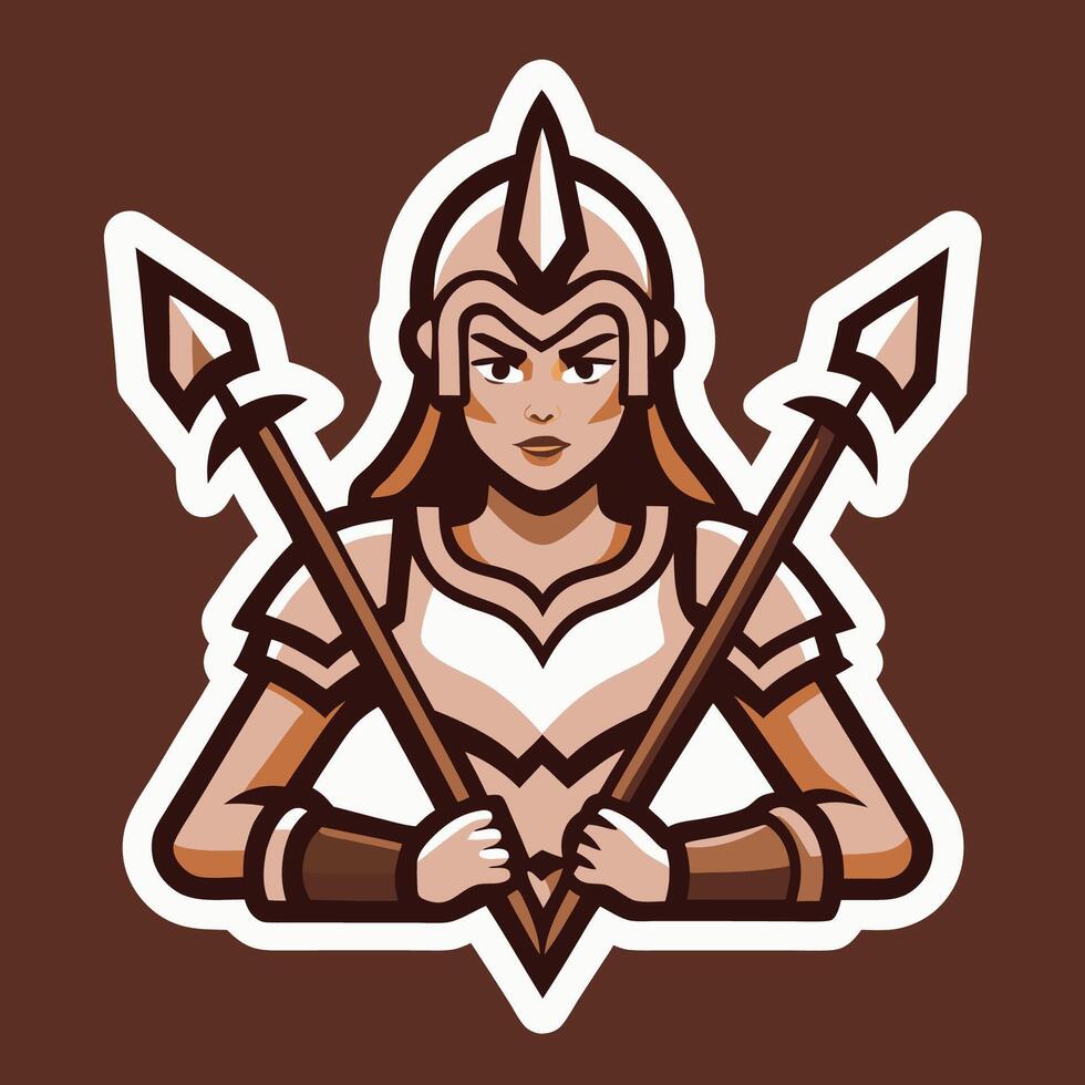 Fierce Warrior Woman Logo Symbolizing Female Strength and Empowerment vector