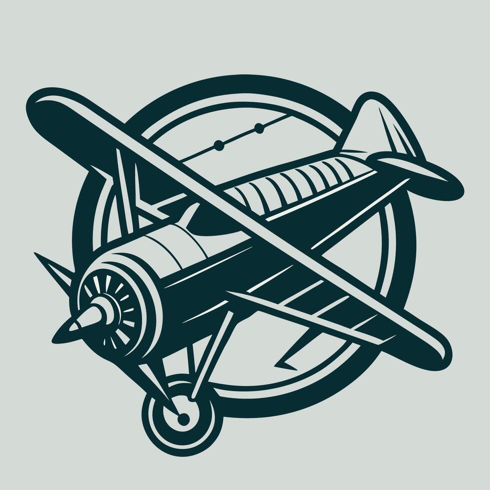 Classic Illustration of a Vintage Biplane with Propeller vector