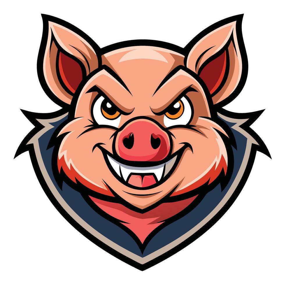 Friendly Logo Illustration Depicting a Cartoon Pig Head Mascot vector