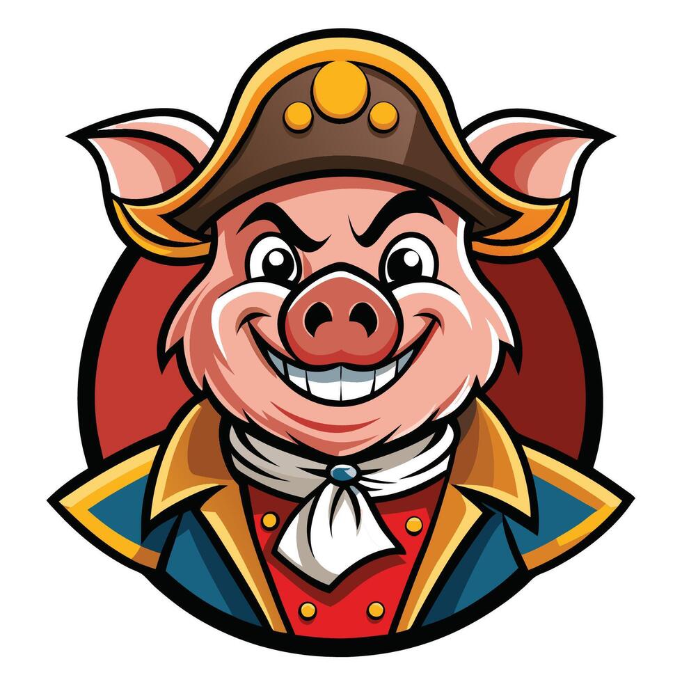 Fierce Pirate Pig Mascot Cartoon in Illustration vector