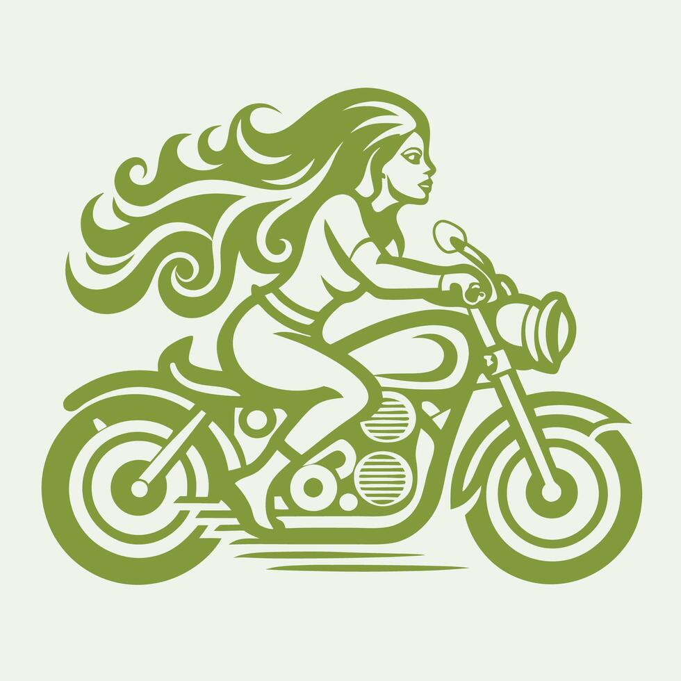 Woman Riding Motorcycle with Bold and Dynamic Illustration vector