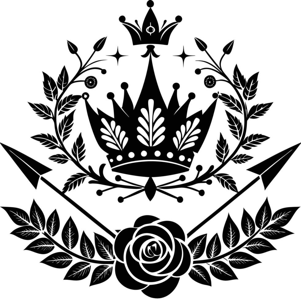 Vintage Page Decor Elements with Crowns and Arrows vector