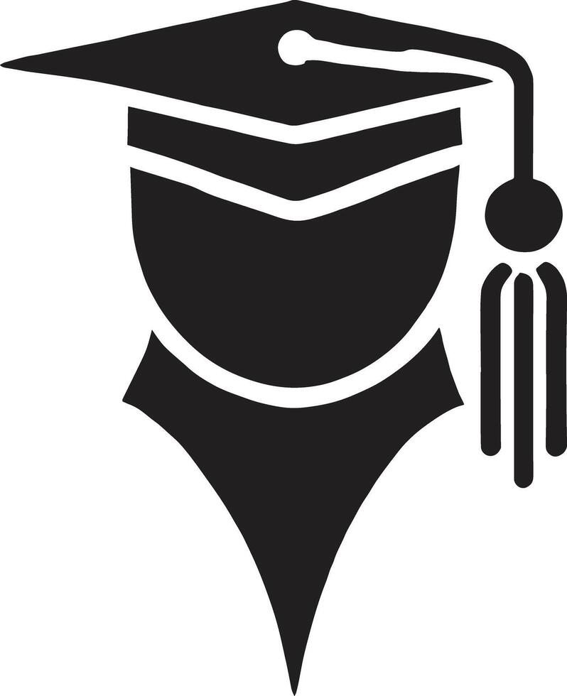 Minimalist Graduation Silhouette with Cap and Tassel Symbolizing Academic Success and Educational Achievement vector