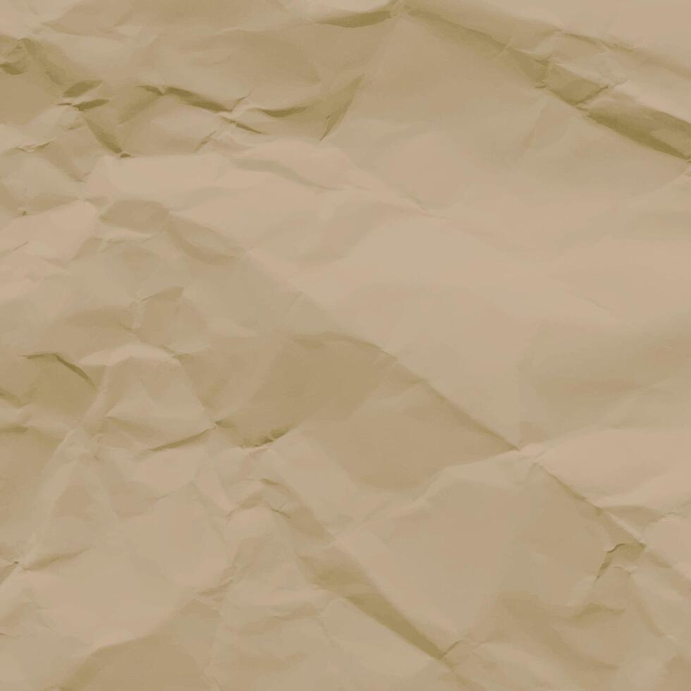Crumpled brown kraft paper texture with realistic wrinkles and folds, ideal for eco themed designs, backgrounds, packaging mockups, and vintage style graphics. illustration vector