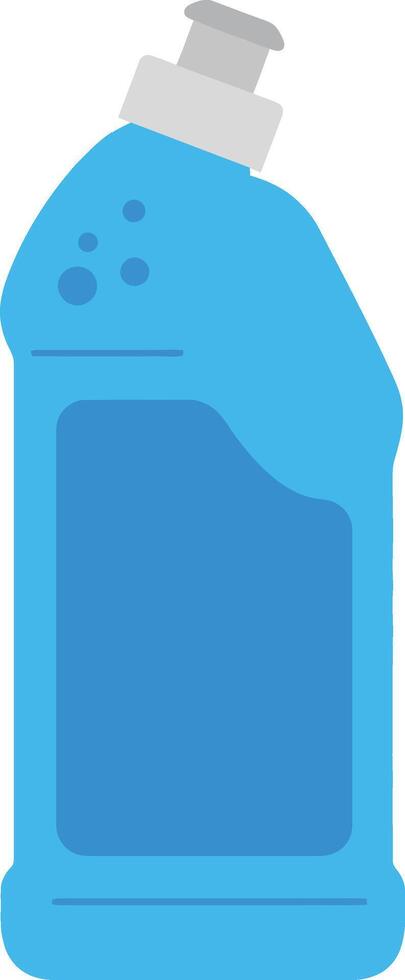 Blue plastic bottle of dishwashing liquid in minimal flat design style showcasing vibrant color and smooth shapes in art vector
