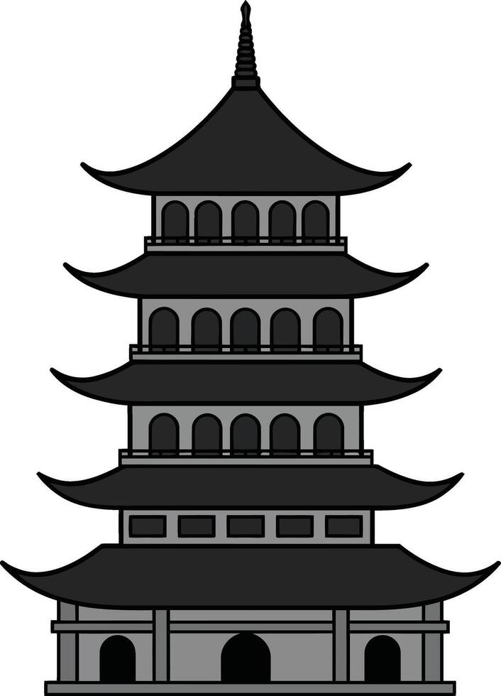 Traditional Asian pagoda structure in a minimal style with intricate details showcasing elegance and cultural significance in art vector