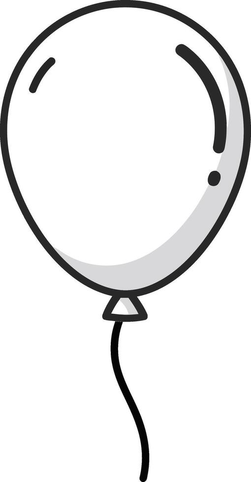 Simple black outline of a single balloon floating gently against a blank background in minimal art style vector