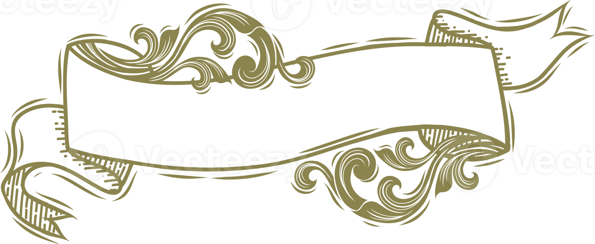 Thai art and Ribbon Banner Hand Drawn. png