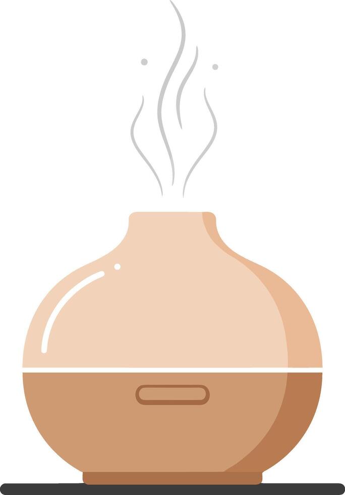 Aromatic essential oil diffuser emitting gentle steam in a calming, minimalistic design, showcasing soft colors and elegant curves, perfect for relaxation and wellness art vector