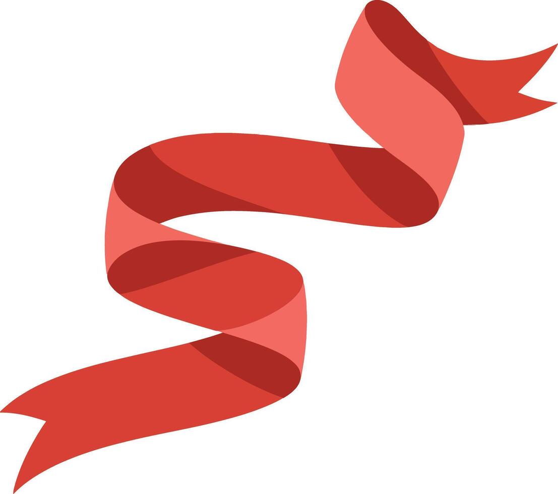 Red ribbon gracefully twisting in a flowing motion designed in a flat style as eye-catching art vector