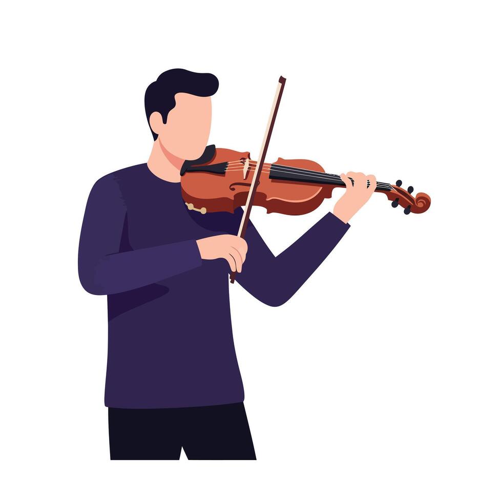 A musician passionately playing a violin in a minimal style, showcasing artistry and emotion, portrayed in art vector