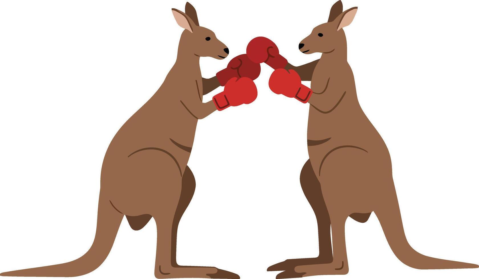 Two kangaroos engaging in a playful boxing match wearing red gloves in a minimal style illustration vector