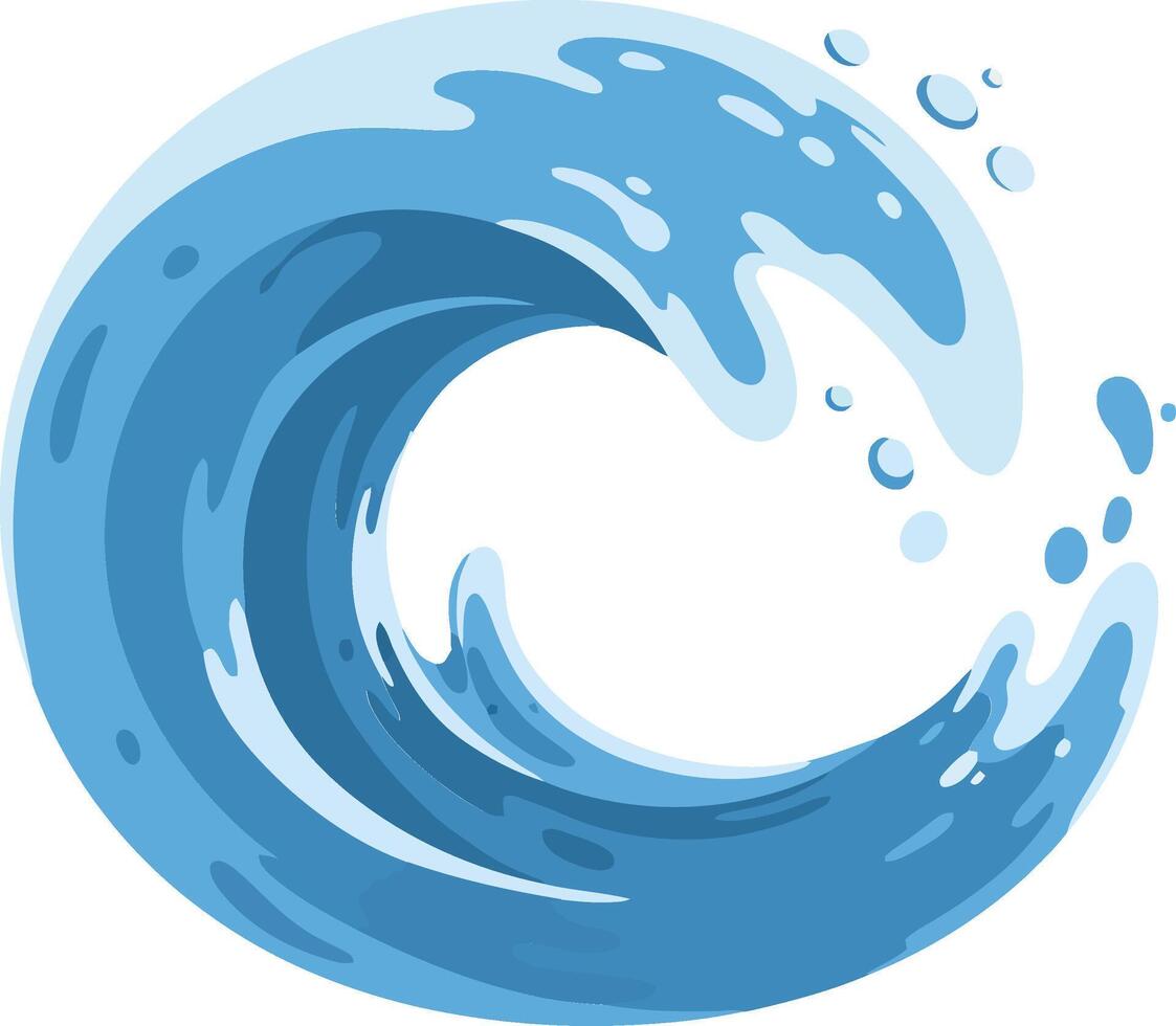 Ocean wave in motion depicted with a minimal design style showcasing fluid shapes and vibrant blues, emphasizing energy and tranquility in art vector