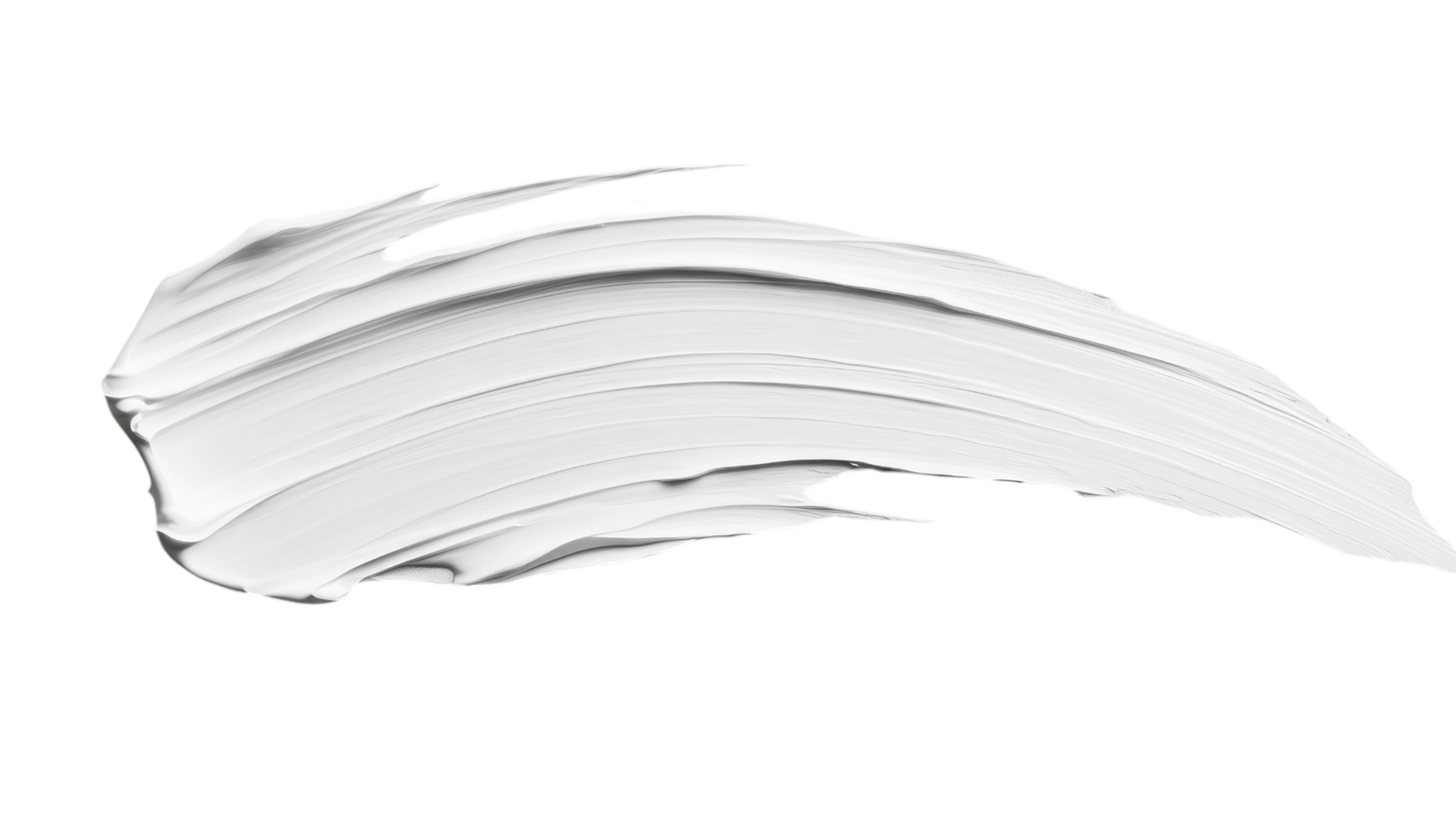 Solid smooth and thick white paint stroke isolated on transparent background png