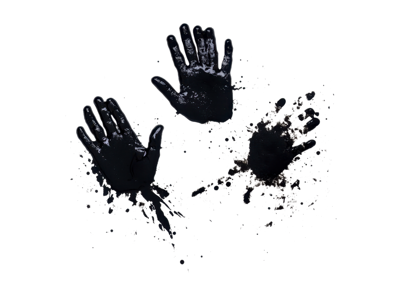 Artistic black ink splash with bold brushstroke texture isolated on a transparent background png
