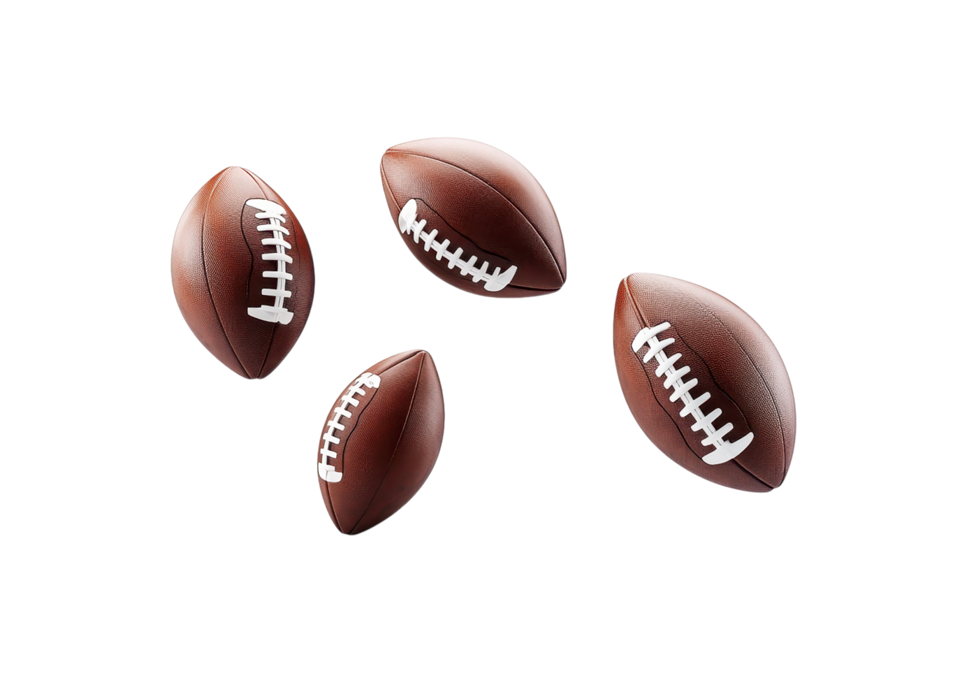 Assorted sports balls in various sizes forming a dense pattern isolated on a transparent background png