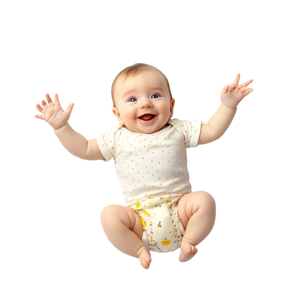 Happy Baby Lying on Back with Outstretched Hands Isolated on Transparent Background png