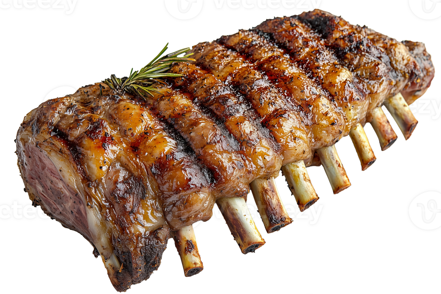 A large piece of meat with a rosemary sprig png