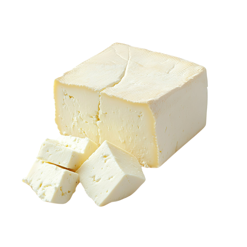 Delicious Paneer Cheese with Slices Removed, Isolated on Transparent Background png