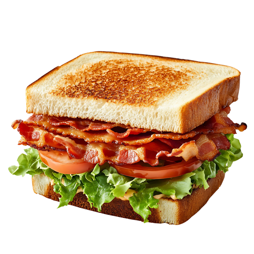 Tasty BLT Sandwich with Bacon, Lettuce, and Tomatoes Isolated on Transparent Background png