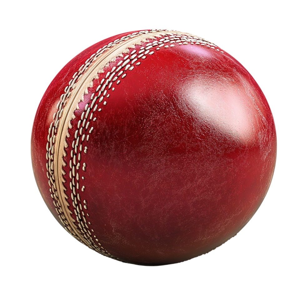 Polished Cricket Ball with Stitching Details Isolated on Transparent Background png