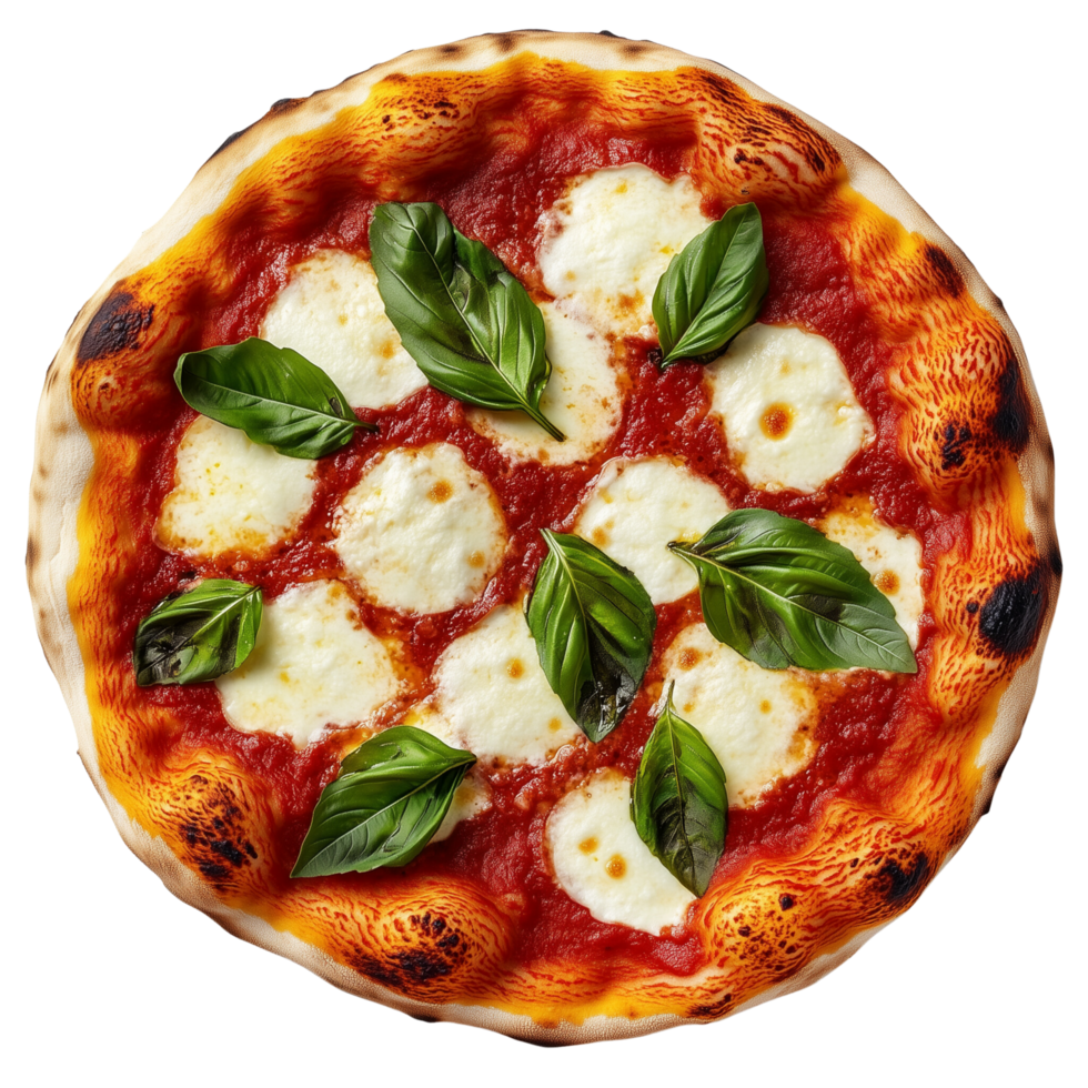 Savory Margherita Pizza with Mozzarella and Fresh Basil, Isolated on Transparent Background png