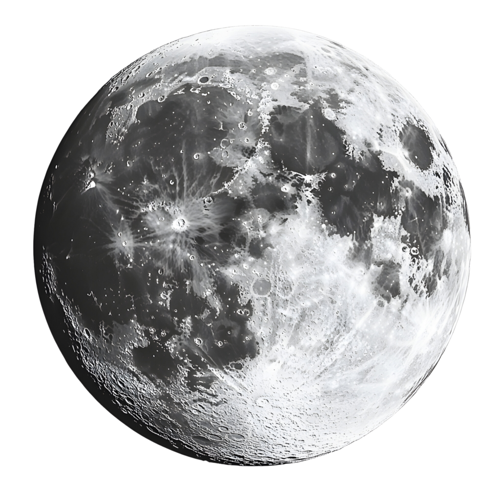 Beautifully Detailed Full Moon with Lunar Texture Isolated on Transparent Background png