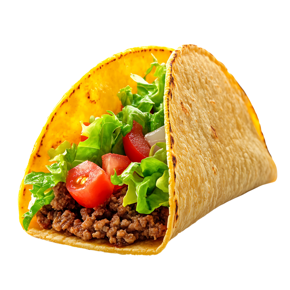 Authentic Mexican Taco with Cilantro and Lime Wedges Isolated on Transparent Background png