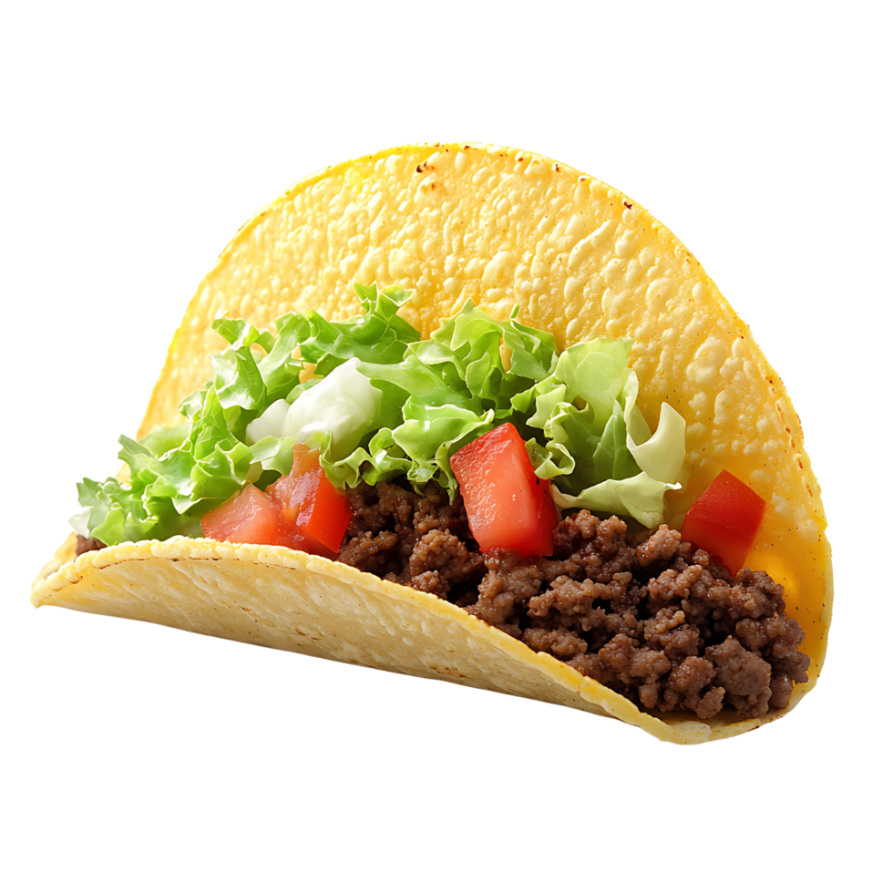 Spicy Mexican Taco with Avocado Slices Isolated Transparent Background png