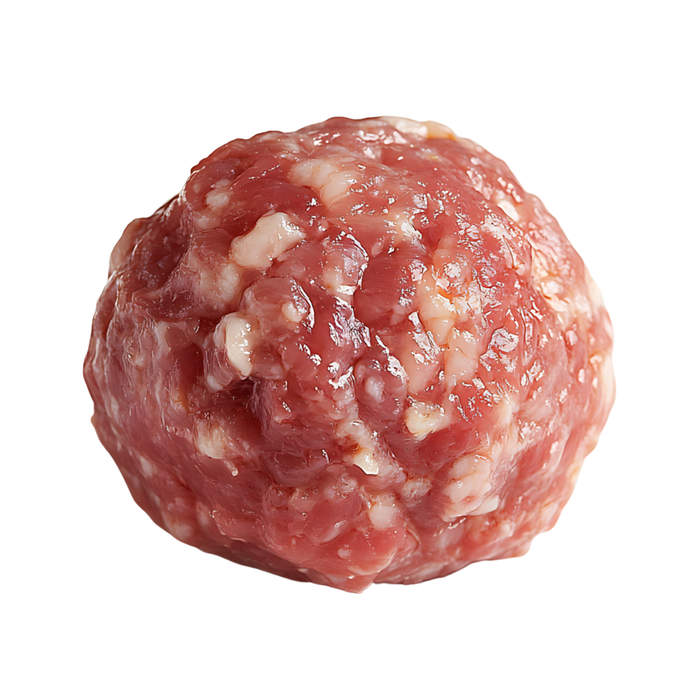 High-Quality Raw Meatball, Ground Beef and Juicy Texture, Isolated on Transparent Background png