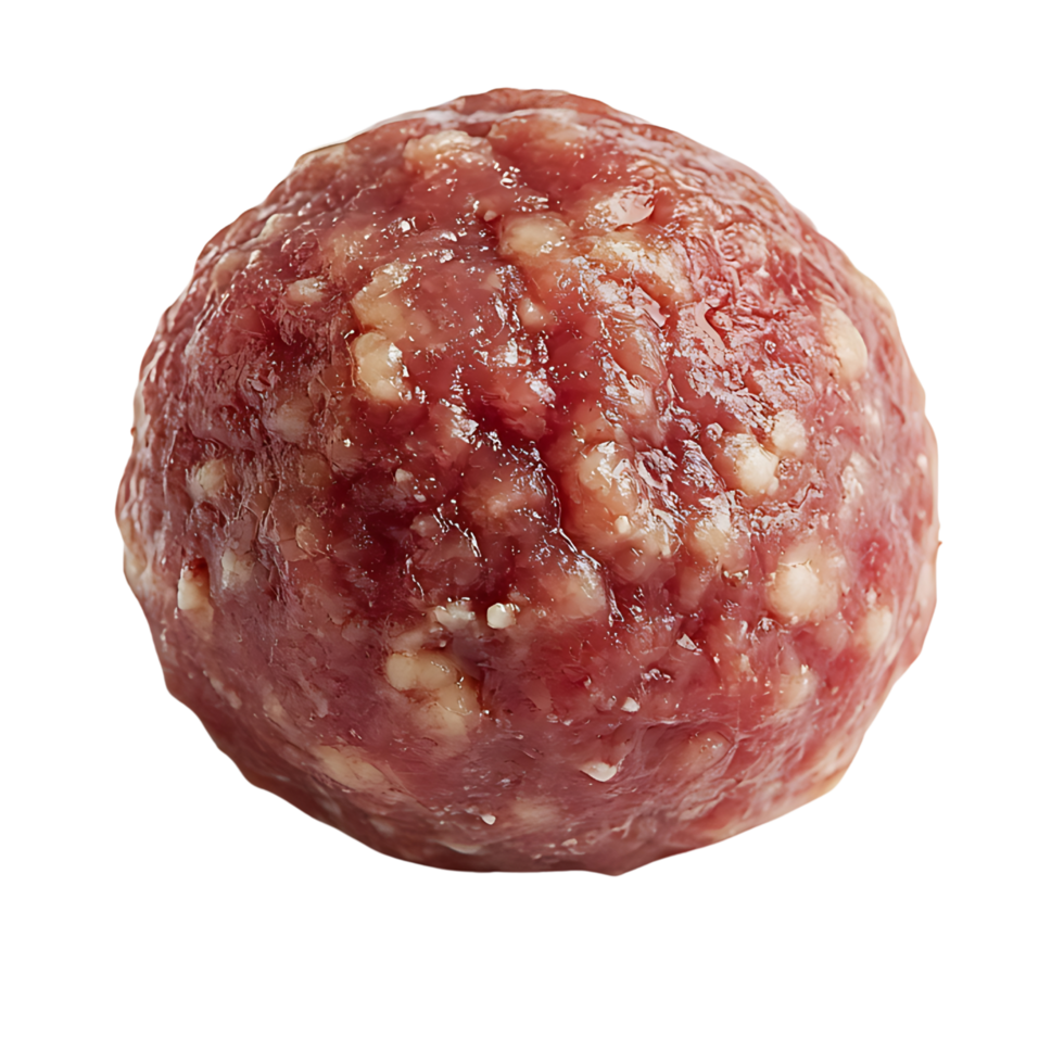 Freshly Made Raw Meatball, Soft and Juicy, Ready for Cooking, Isolated on Transparent Background png