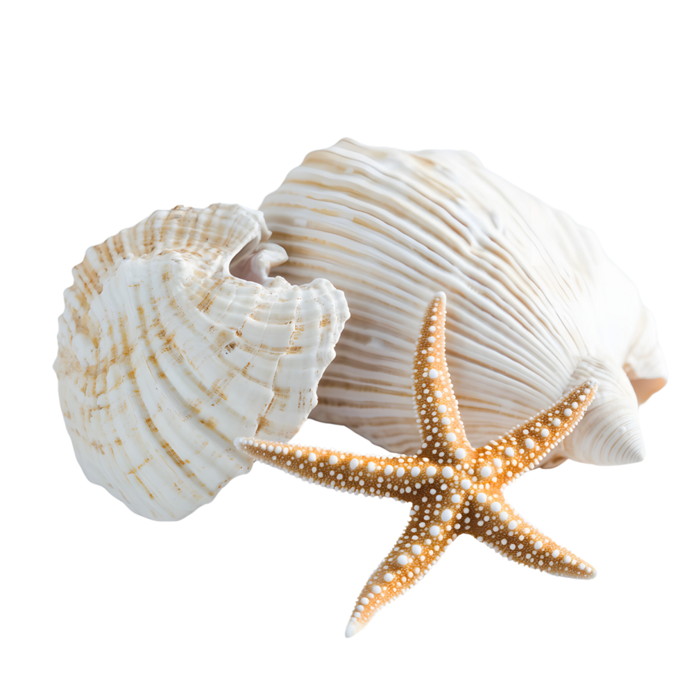 Stunning Starfish and Seashell Duo Display Isolated on Transparent Background png