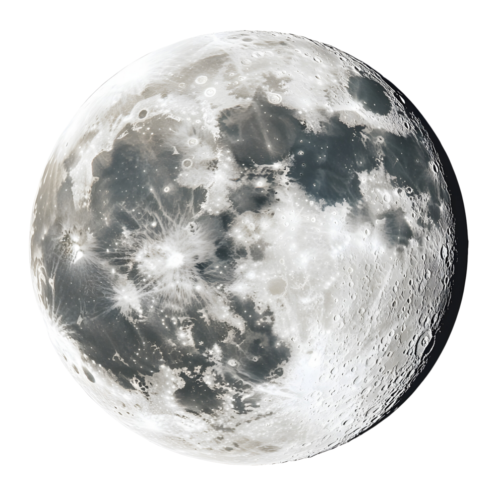 Bright Glowing Full Moon with Realistic Texture Isolated on Transparent Background png