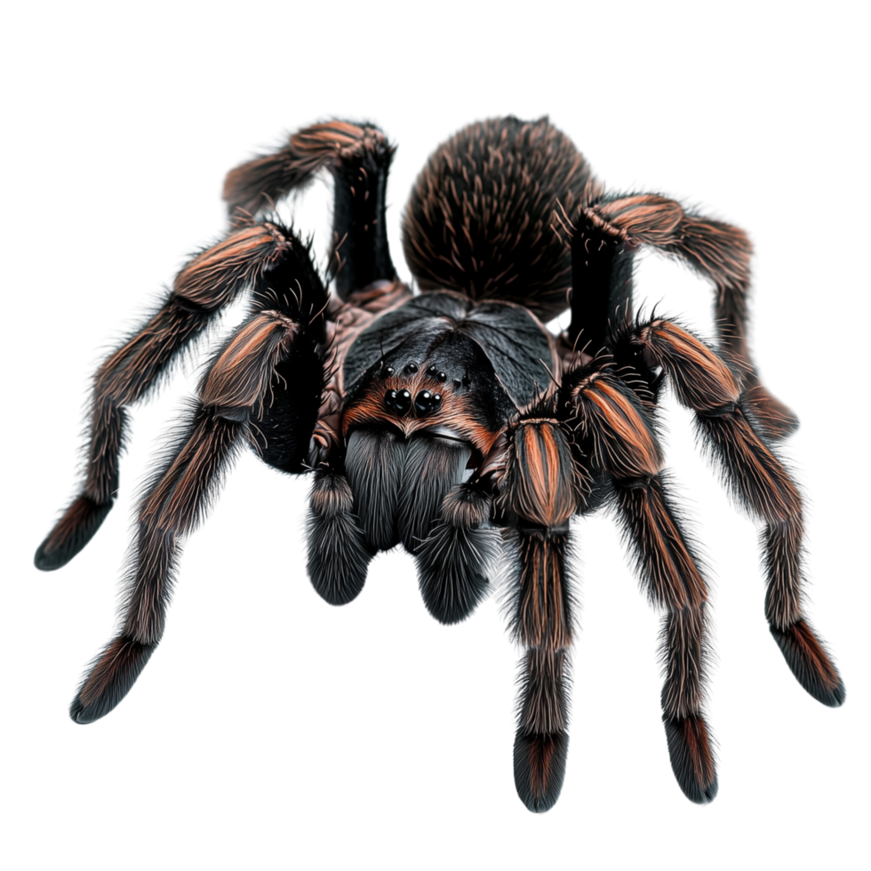 Hairy Tarantula with Fangs on Display Isolated on Transparent Background png