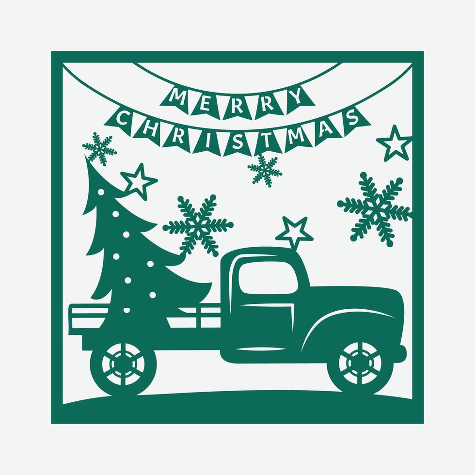 Christmas Card Papercut Christmas Card vector