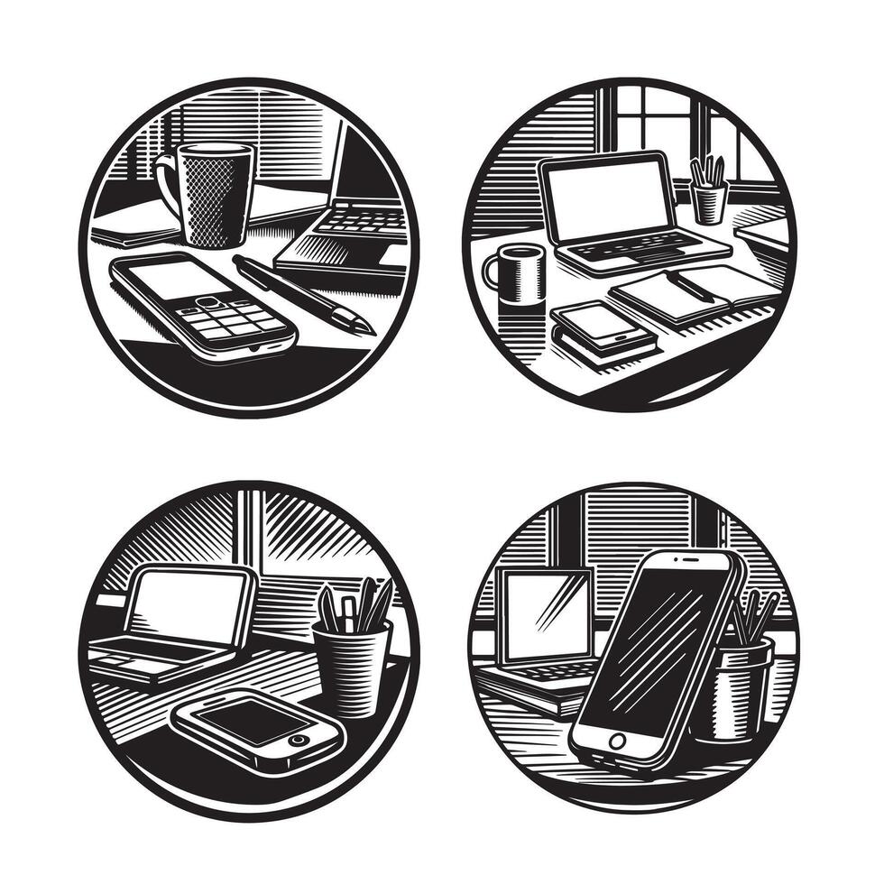 Mobile Phone in Modern Workspace vector