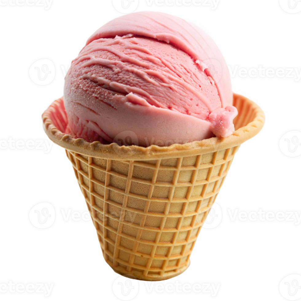 ice cream in a waffle cone on a transparent background png