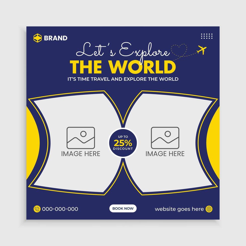 Tour travel holiday tourism marketing social media post. vector