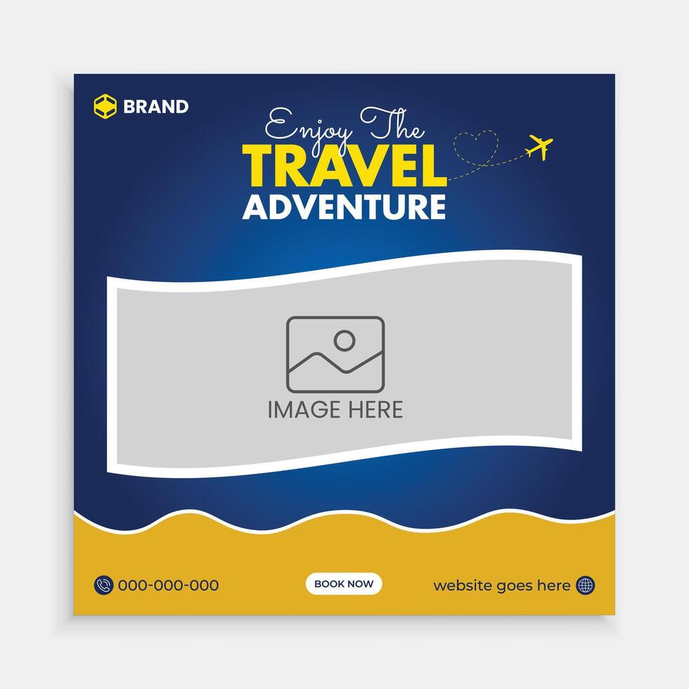 Travel sale banner and social media post template vector