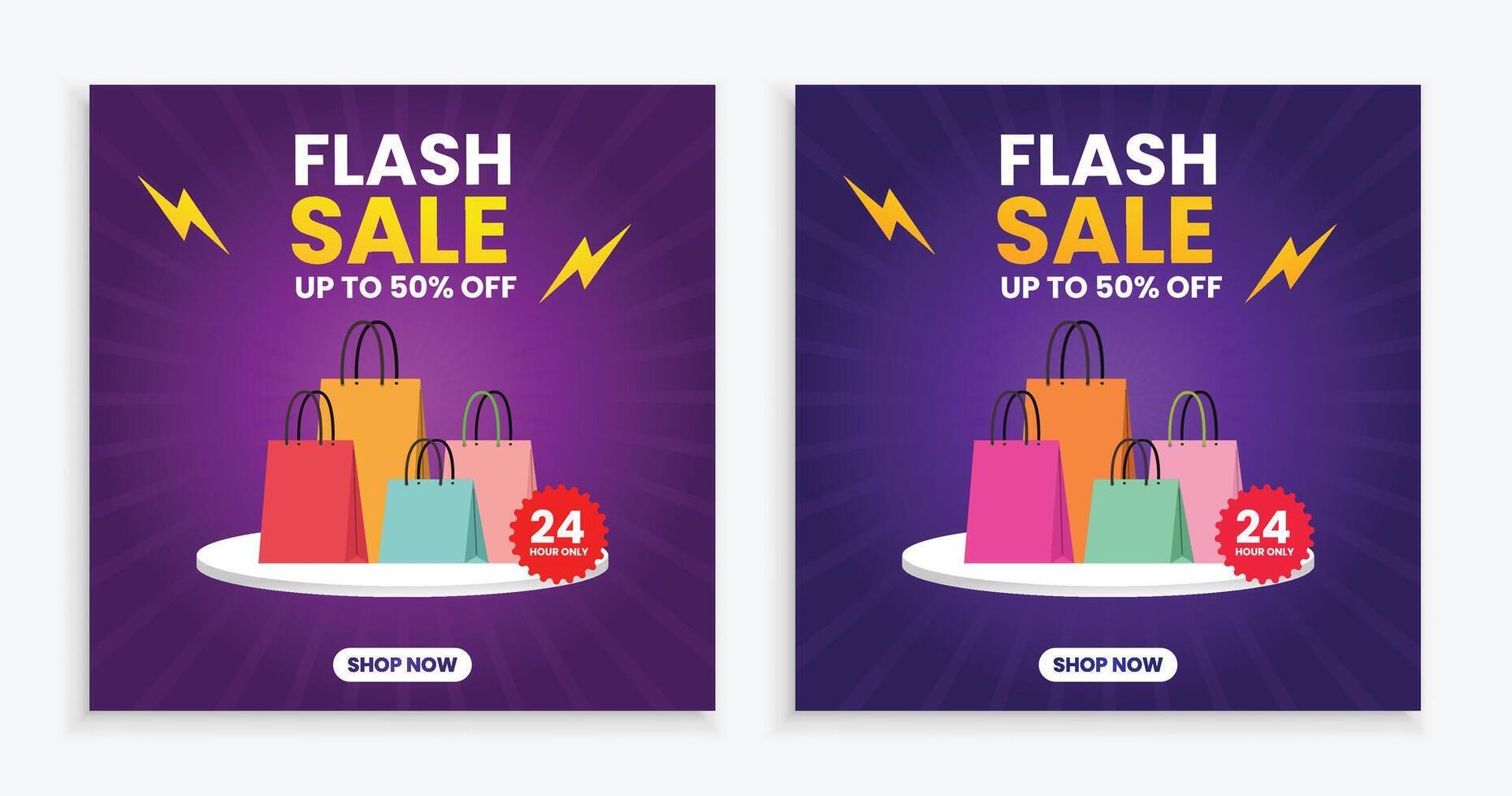 Flash Sale Shopping Social media post or banner Template vector