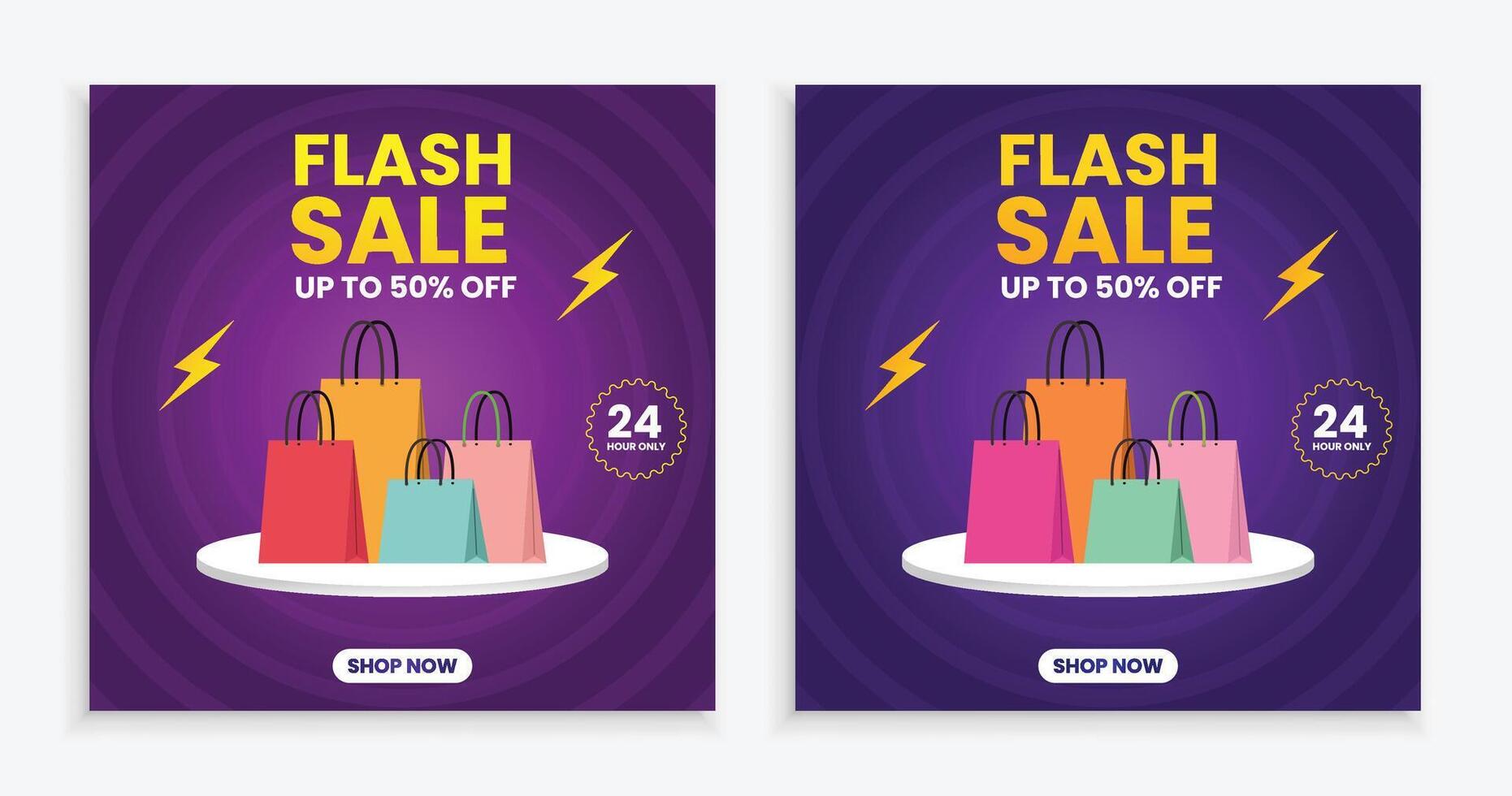 Flash Sale Shopping Social media post or banner Template Design. vector