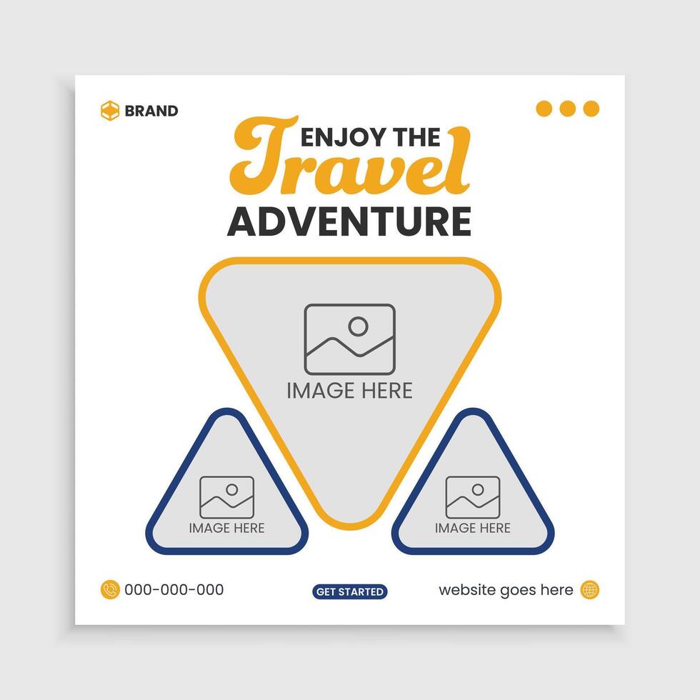 Travel and tour social media post and banner Template Design. vector