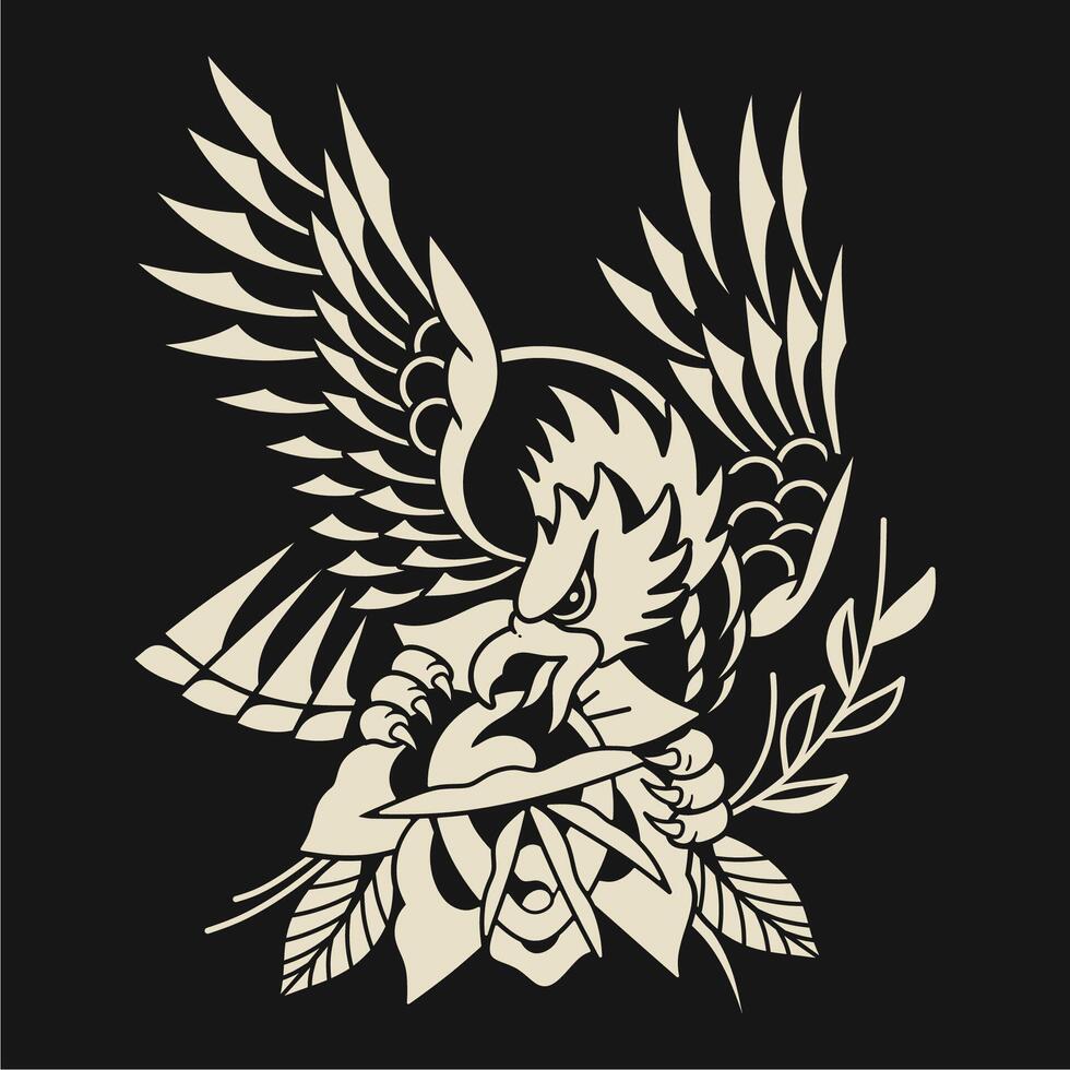 Neo traditional eagle tattoo design vector