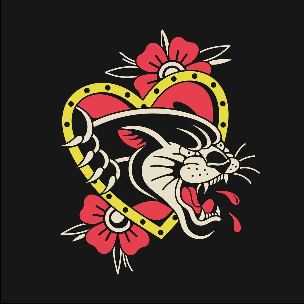 panther tattoo exclusive vintage design vector