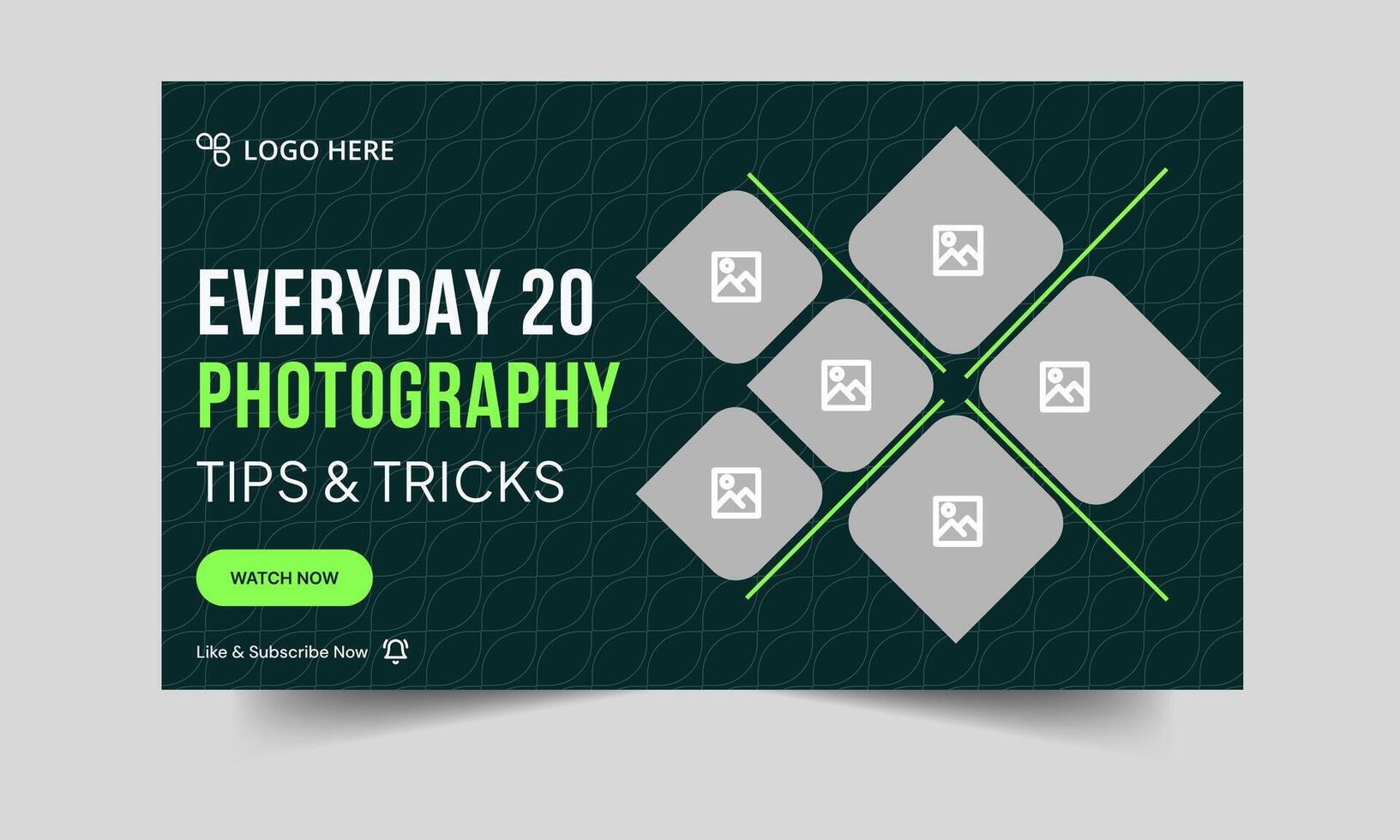 Customizable photography tips and tricks thumbnail banner design, daily photography techniques cover banner design, fully editable eps 10 file format vector