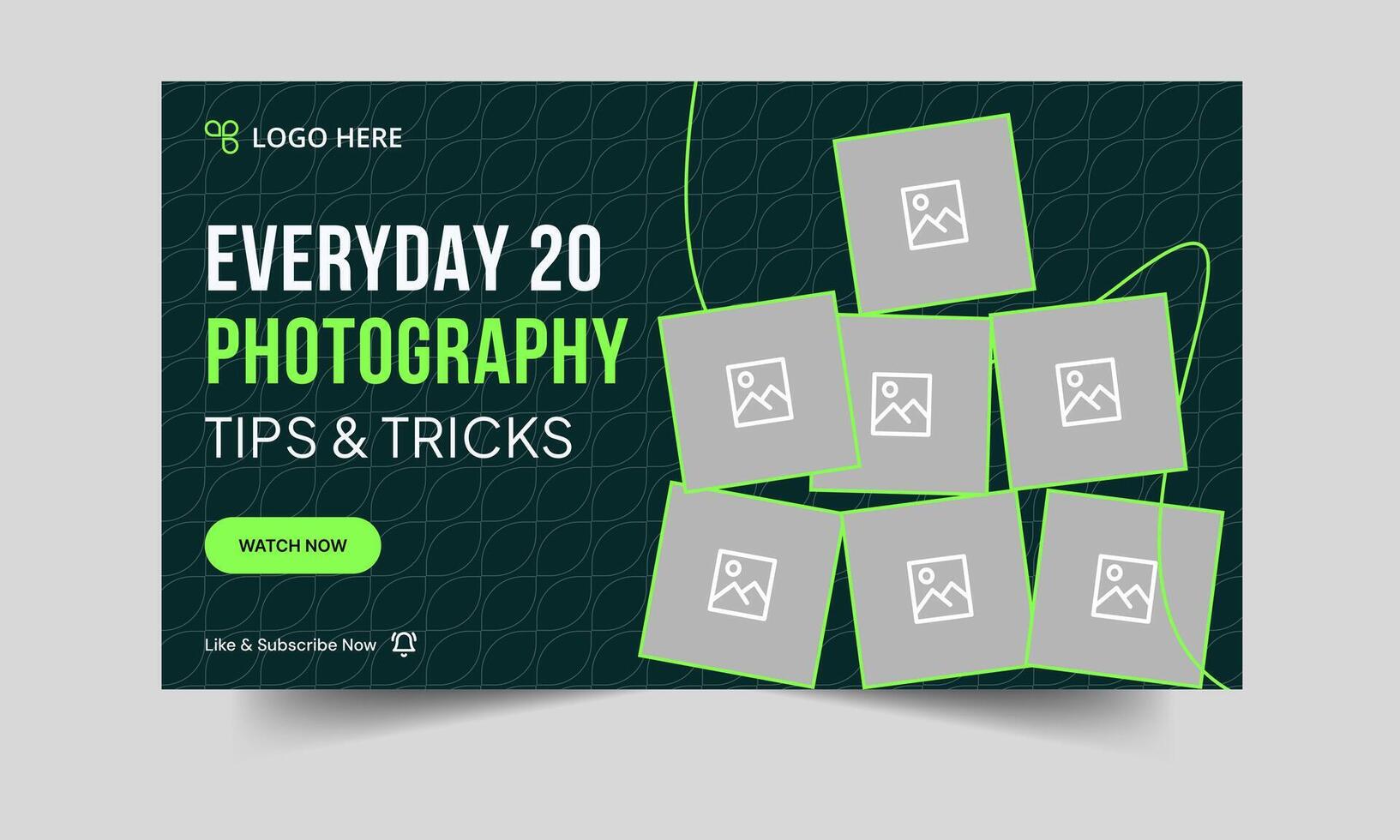 Trendy photography tips and trick thumbnail banner design, daily photography techniques cover banner, customizable eps 10 file format vector